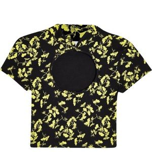 Topshop Floral Print Cutout Crop Top